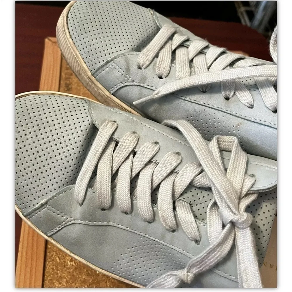 ZARA Mens 41 US 8 Blue Suede White Trim Casual Retro Sneakers Athletic Shoes